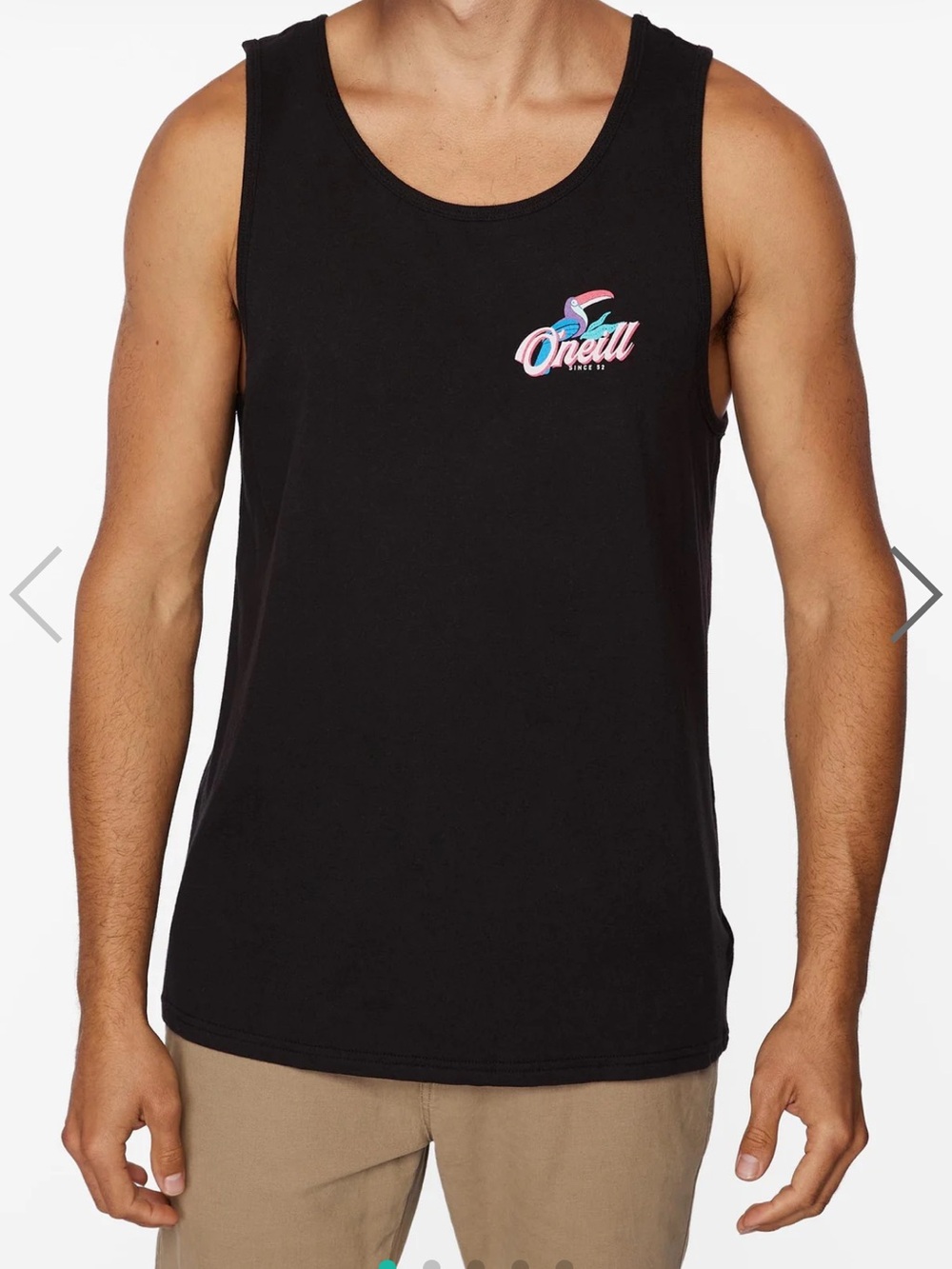 O'Neill Black Tank with Pink & Teal Logo